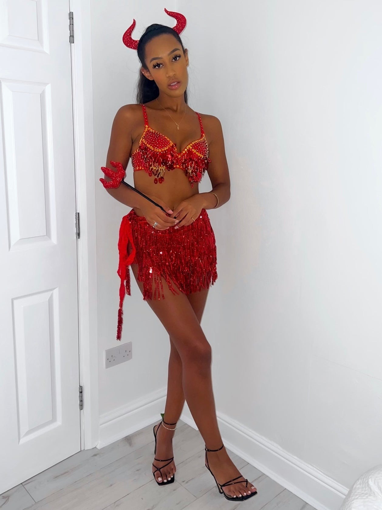 SEQUIN BRA - RED