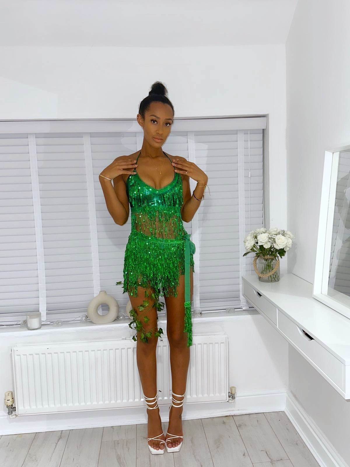 SEQUIN TIE TOP - POISON IVY / TINKERBELL VIBES