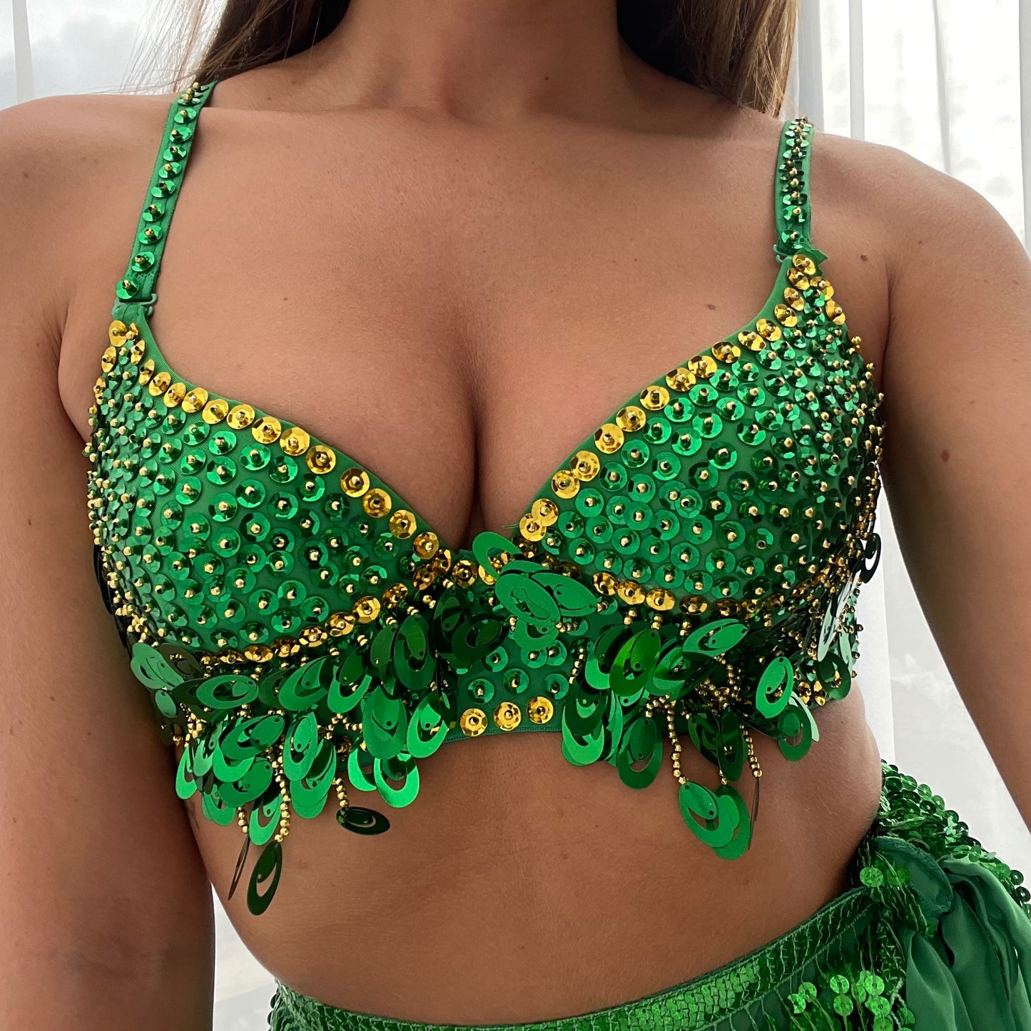 SEQUIN BRA - GREEN