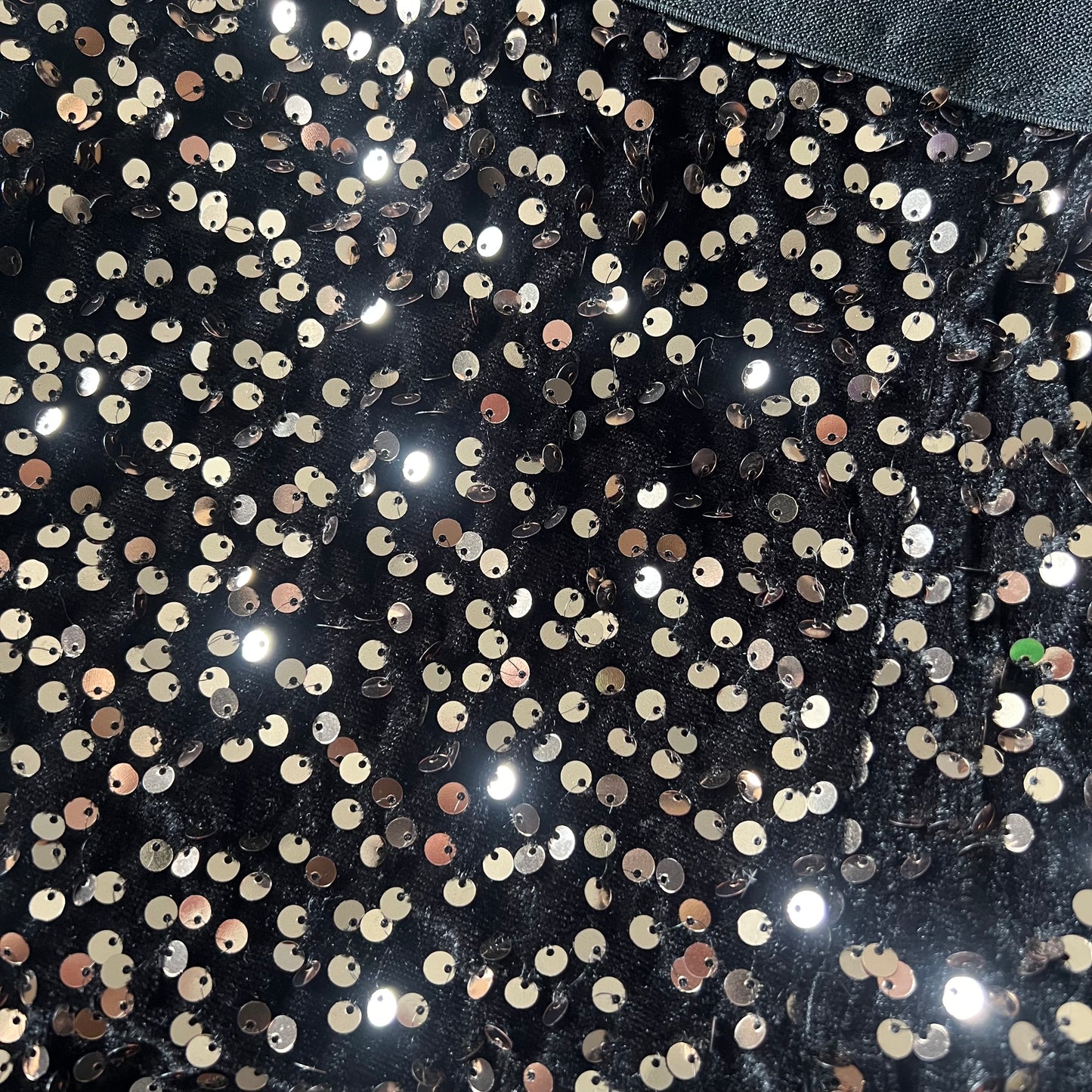 HIGH WAISTED SEQUIN SHORTS - BLACK / BRONZE