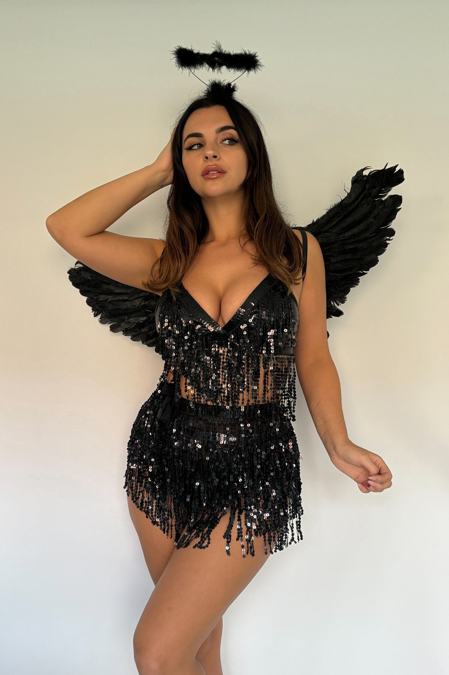 SEQUIN TIE TOP - DARK ANGEL OUTFIT