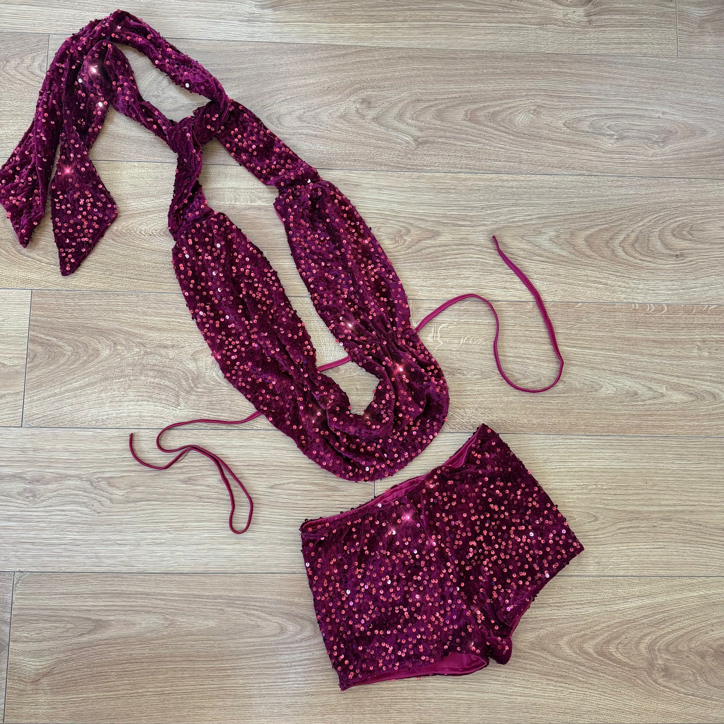 ‘GIA’ SEQUIN TWO PIECE SET - CHERRY