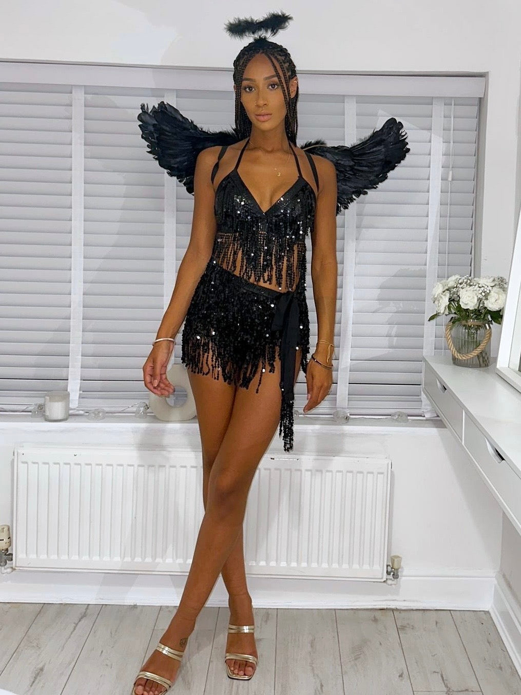SEQUIN TIE TOP - DARK ANGEL OUTFIT