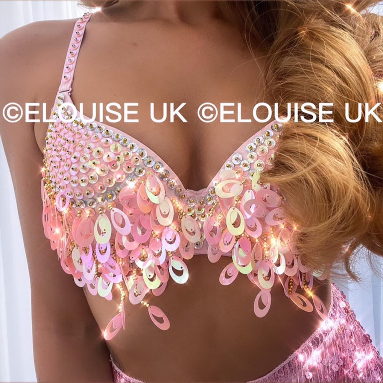 SEQUIN BRA - BABY PINK – ELOUISE UK