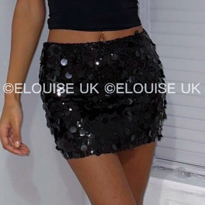 DISCO SEQUIN SKIRT - BLACK