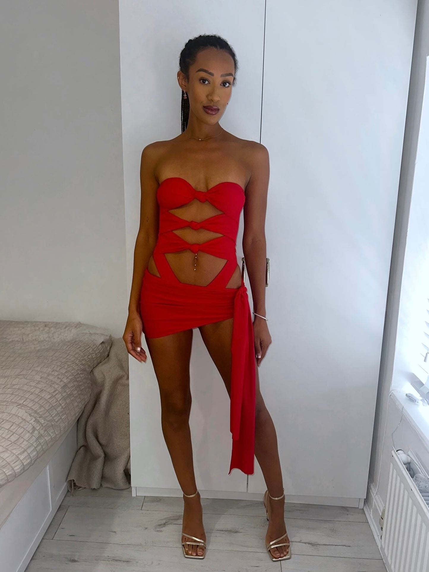 ‘LILIA’ TWIST SWIMSUIT TWO PIECE - RED