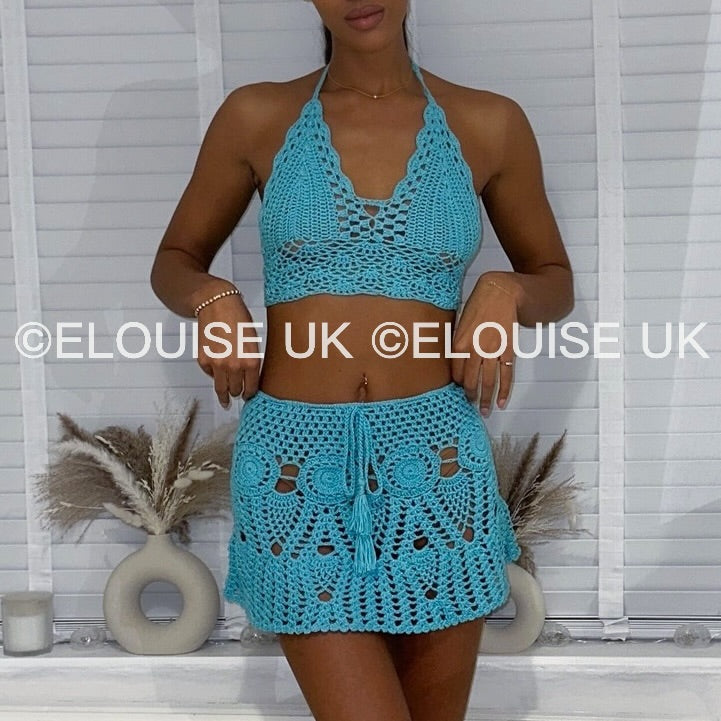 “SASKIA” CROCHET TWO PIECE - BLUE