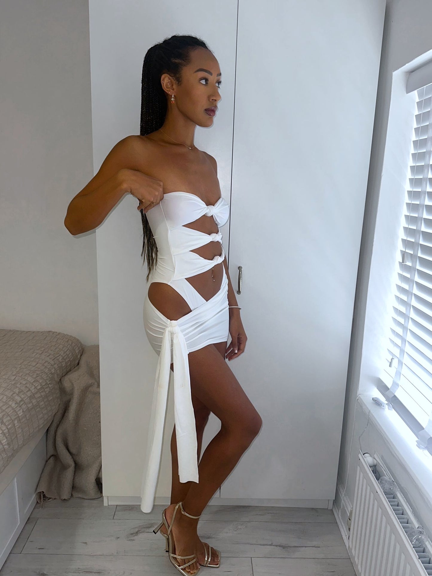 ‘LILIA’ TWIST SWIMSUIT TWO PIECE - WHITE