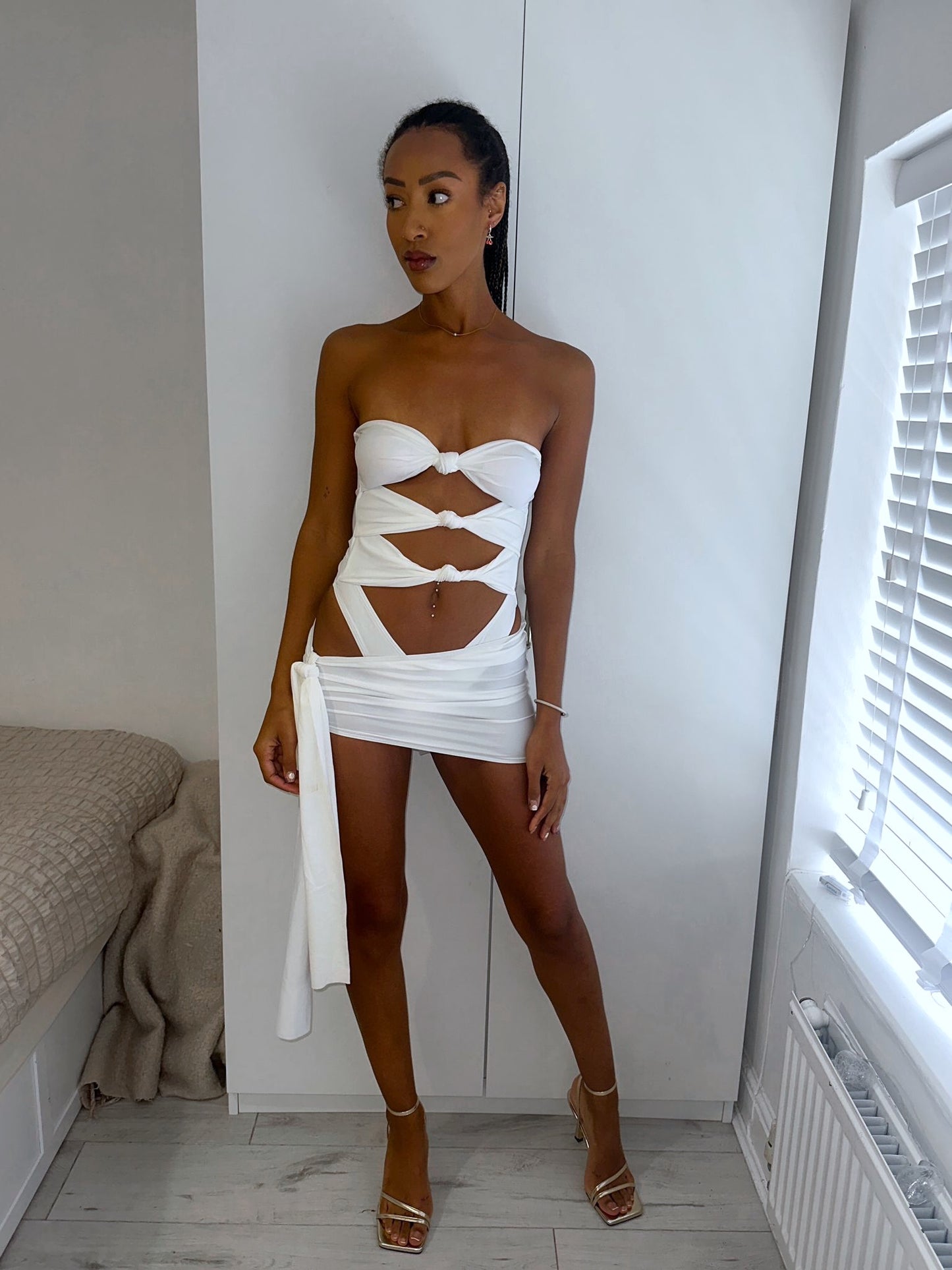 ‘LILIA’ TWIST SWIMSUIT TWO PIECE - WHITE