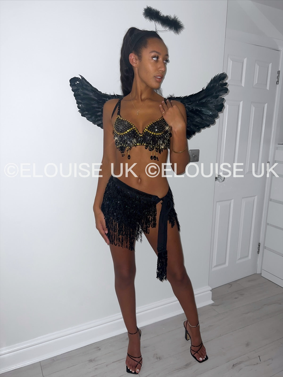 SEQUIN TWO PIECE IN BLACK - DARK ANGEL INSPIRED SET