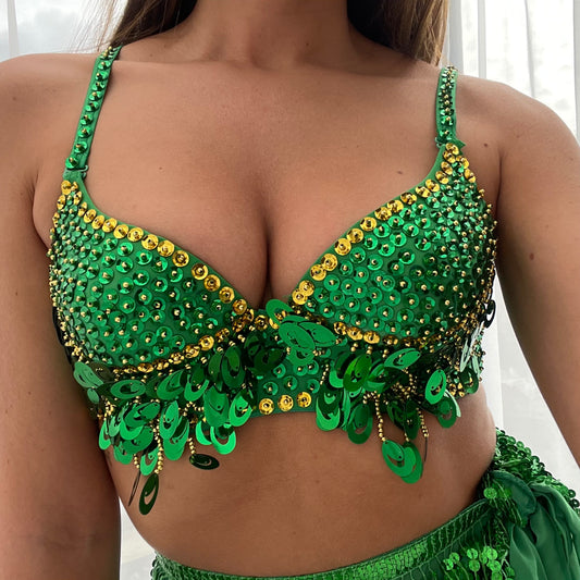 SEQUIN BRA - GREEN
