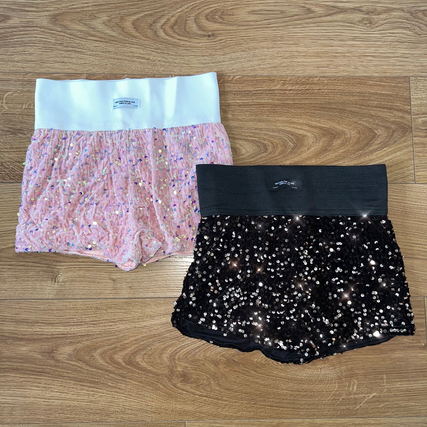 HIGH WAISTED SEQUIN SHORTS