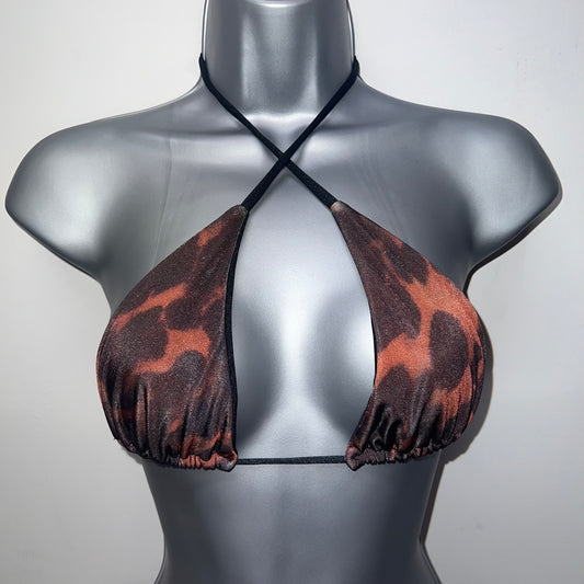 HANDMADE ANIMAL PRINT TRIANGLE BIKINI TOP