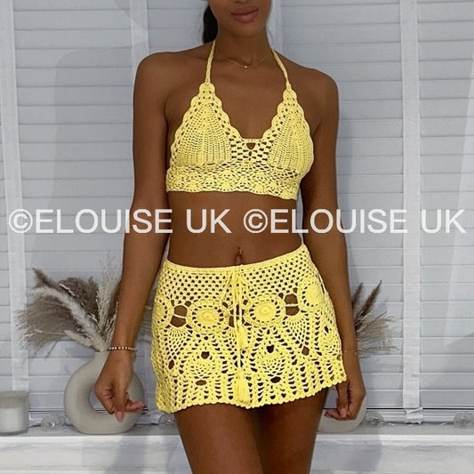 “SASKIA” CROCHET TWO PIECE - LEMON