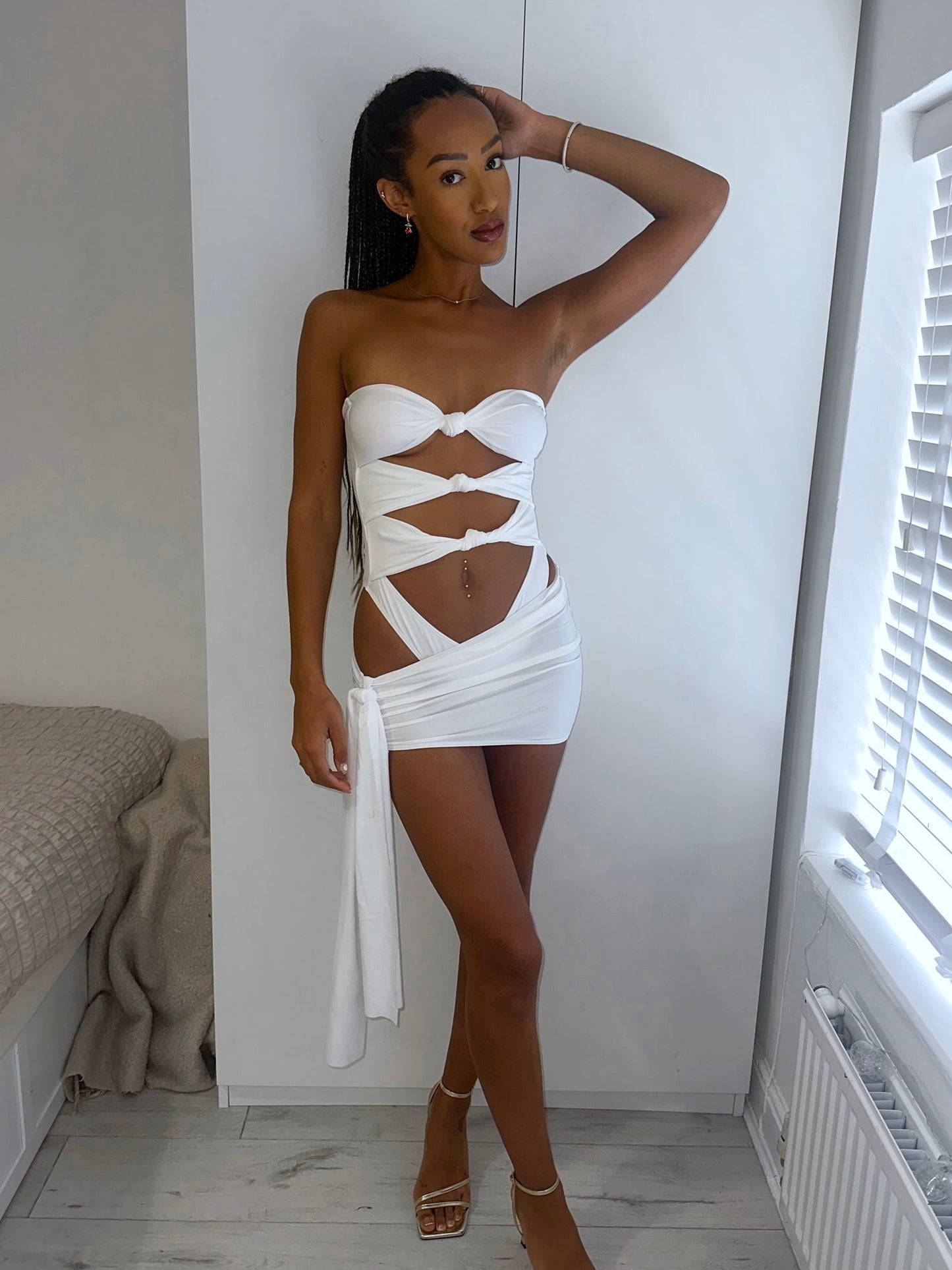 ‘LILIA’ TWIST SWIMSUIT TWO PIECE - WHITE
