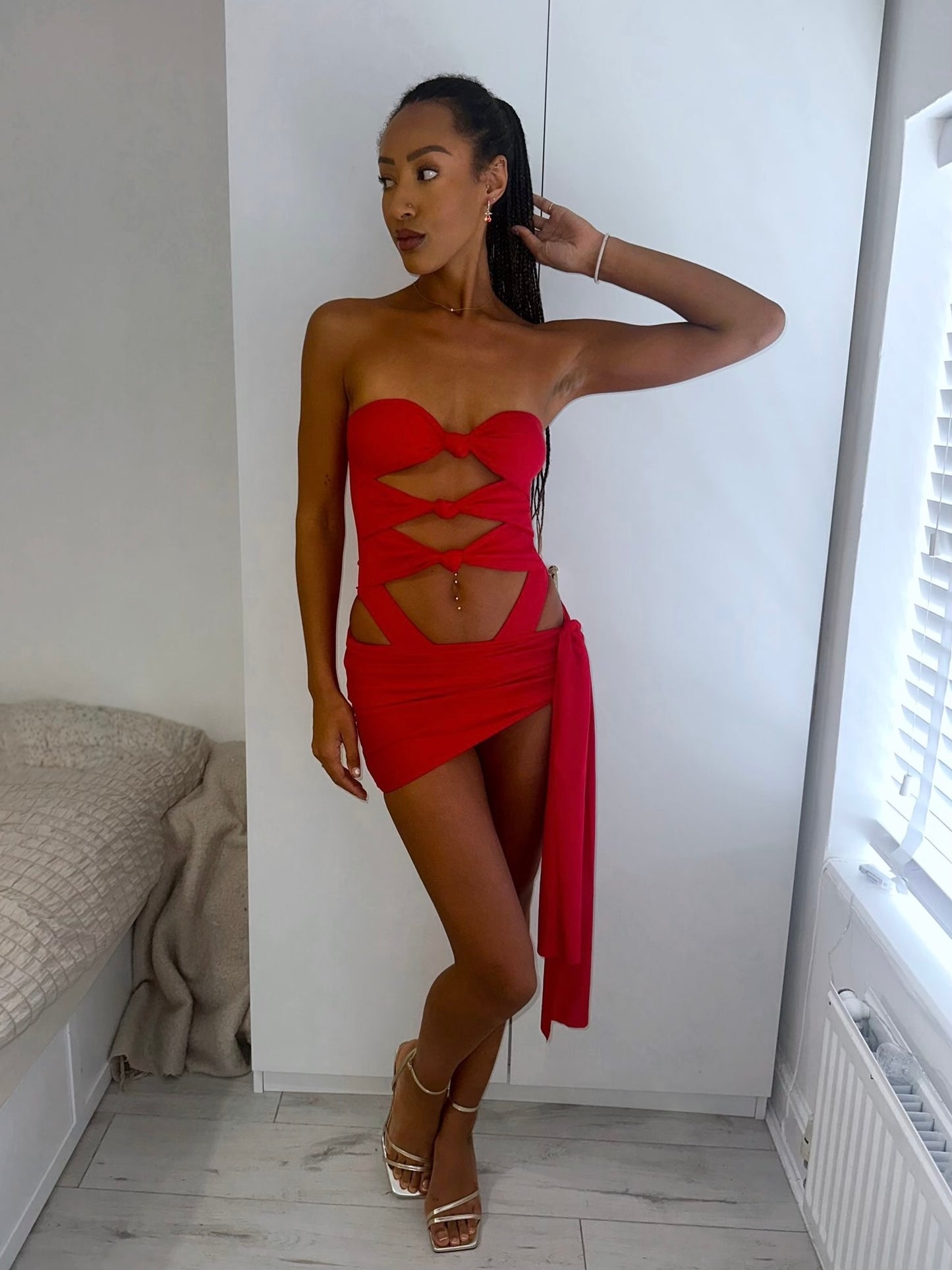‘LILIA’ TWIST SWIMSUIT TWO PIECE - RED