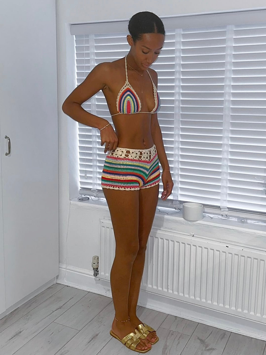 RAINBOW CROCHET SHORTS SET