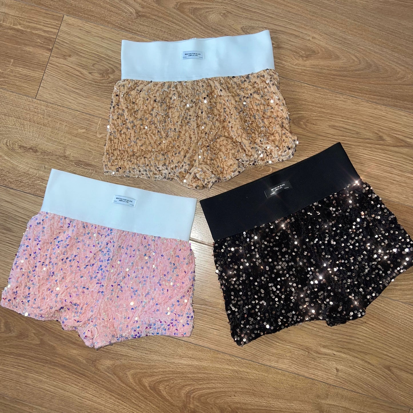 HIGH WAISTED SEQUIN SHORTS