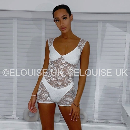 “ROXY” LACE PLAYSUIT - WHITE