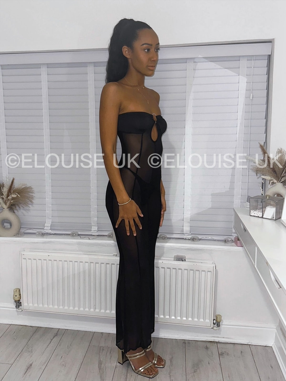 “EBONY” MESH MAXI DRESS - BLACK