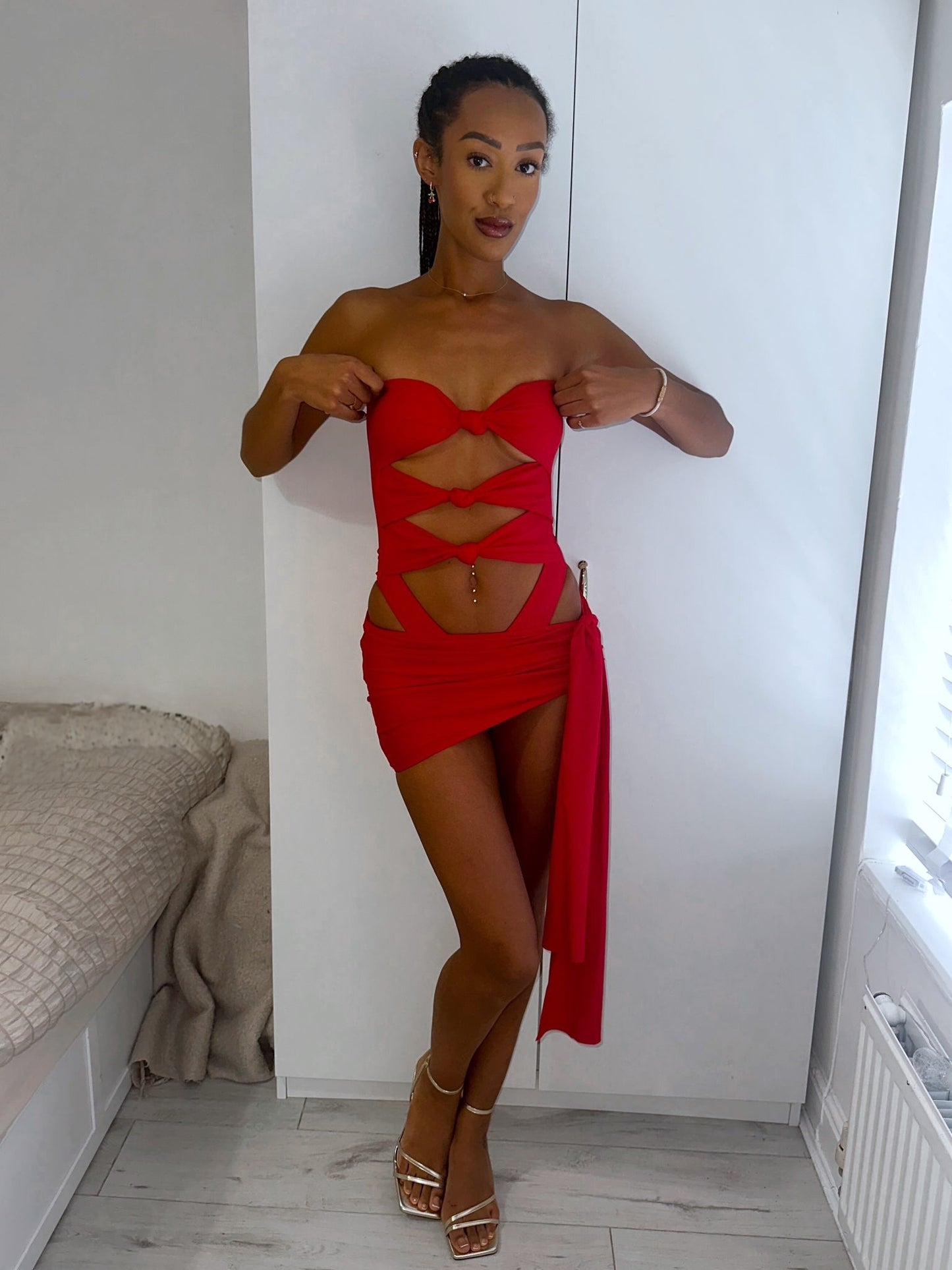 ‘LILIA’ TWIST SWIMSUIT TWO PIECE - RED