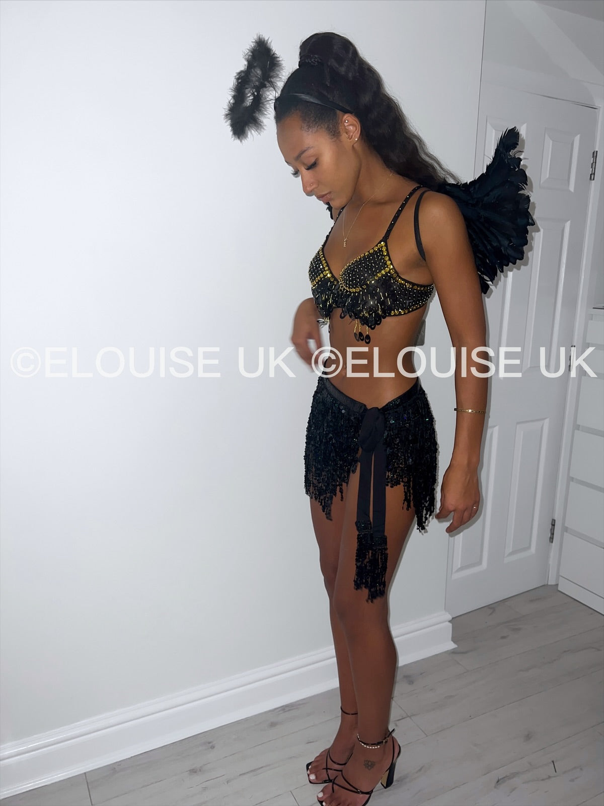 SEQUIN TWO PIECE IN BLACK - DARK ANGEL INSPIRED SET