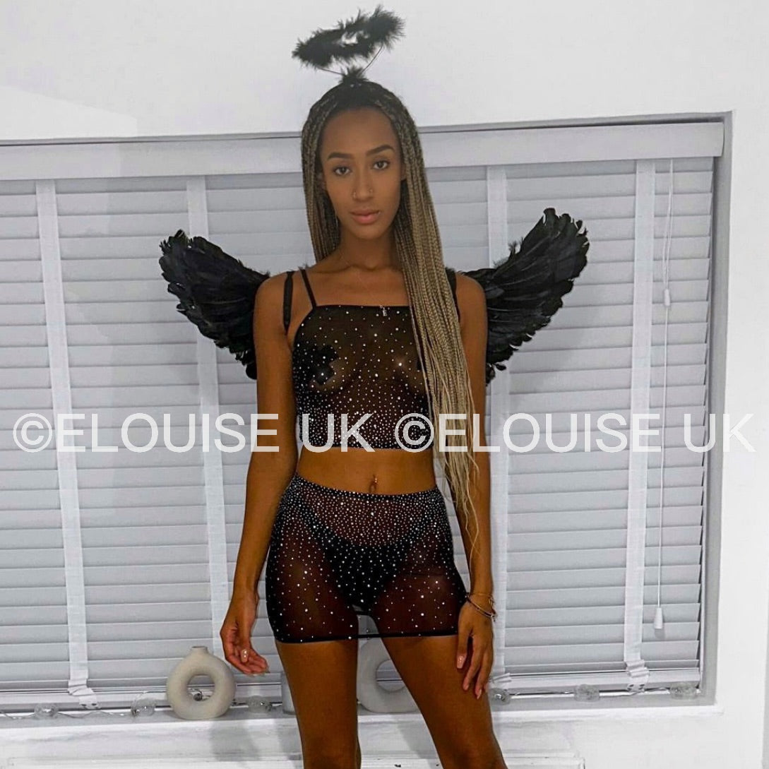 MESH RHINESTONE TWO PIECE - SPARKLY ANGEL SET