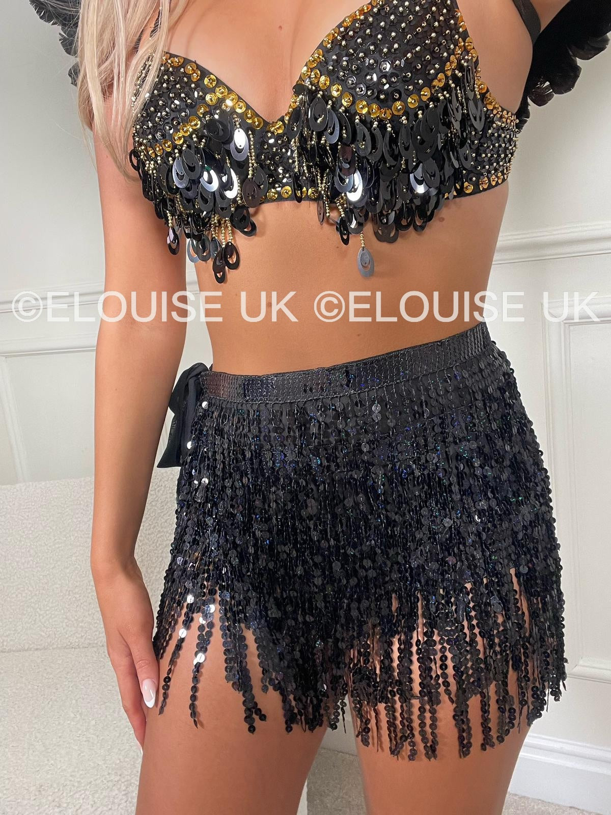 SEQUIN TWO PIECE IN BLACK - DARK ANGEL INSPIRED SET