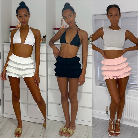 RUFFLE KNITTED SHORTS - ALL COLOURS
