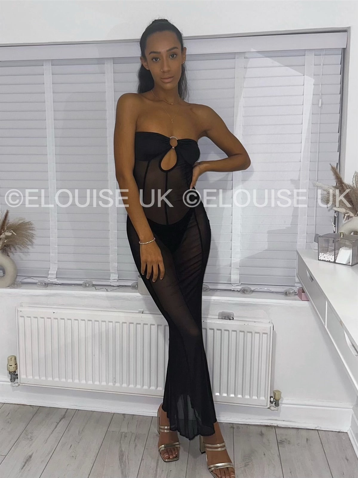 “EBONY” MESH MAXI DRESS - BLACK