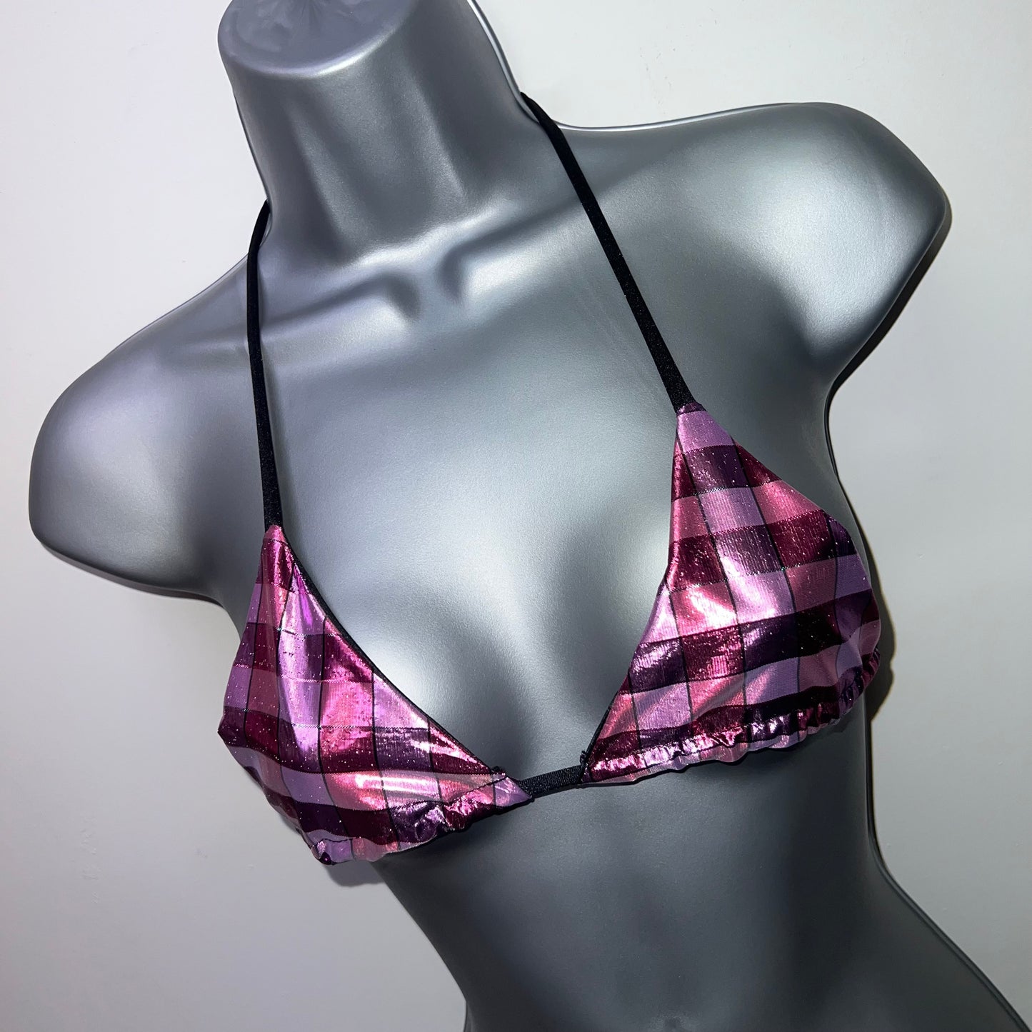 HANDMADE PINK SQUARE TRIANGLE BIKINI TOP