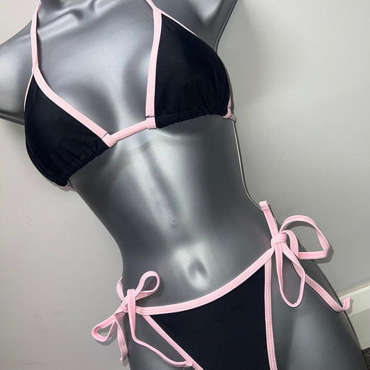 BABY PINK & BLACK CONTRAST BIKINI