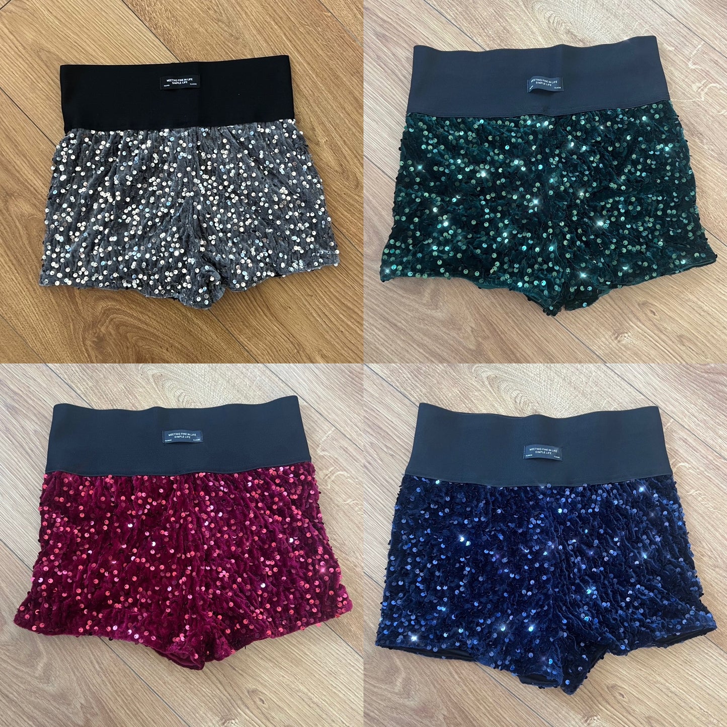 HIGH WAISTED SEQUIN SHORTS - ALL COLOURS