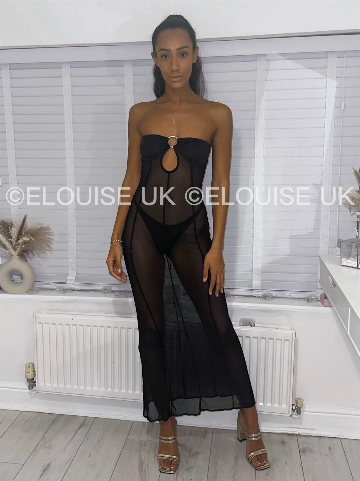 “EBONY” MESH MAXI DRESS - BLACK