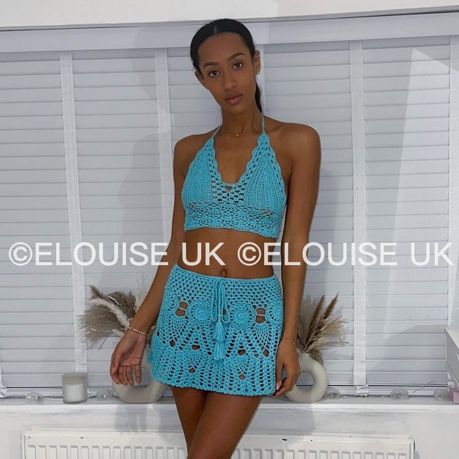 “SASKIA” CROCHET TWO PIECE - BLUE