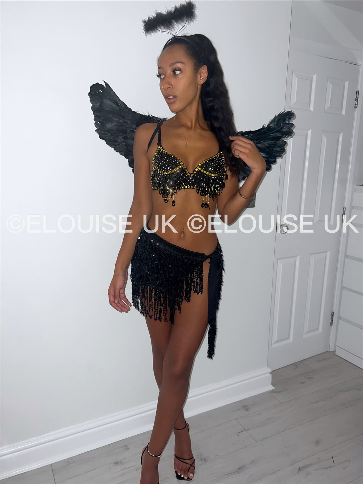 SEQUIN TWO PIECE IN BLACK - DARK ANGEL INSPIRED SET