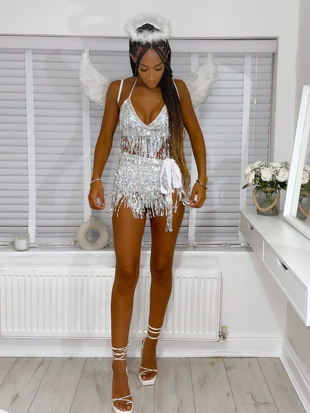 SEQUIN TASSEL SKIRT - SILVER