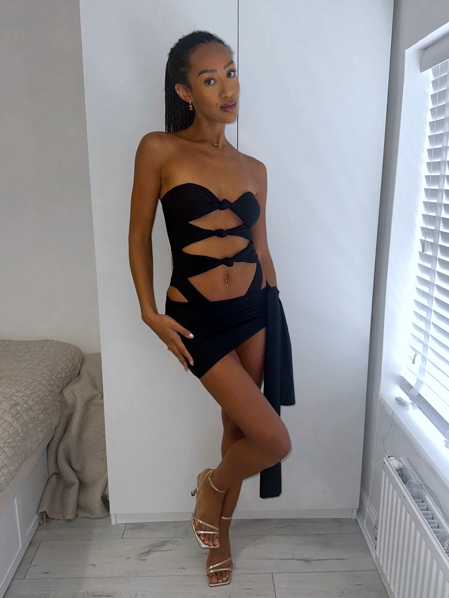 ‘LILIA’ TWIST SWIMSUIT TWO PIECE - BLACK