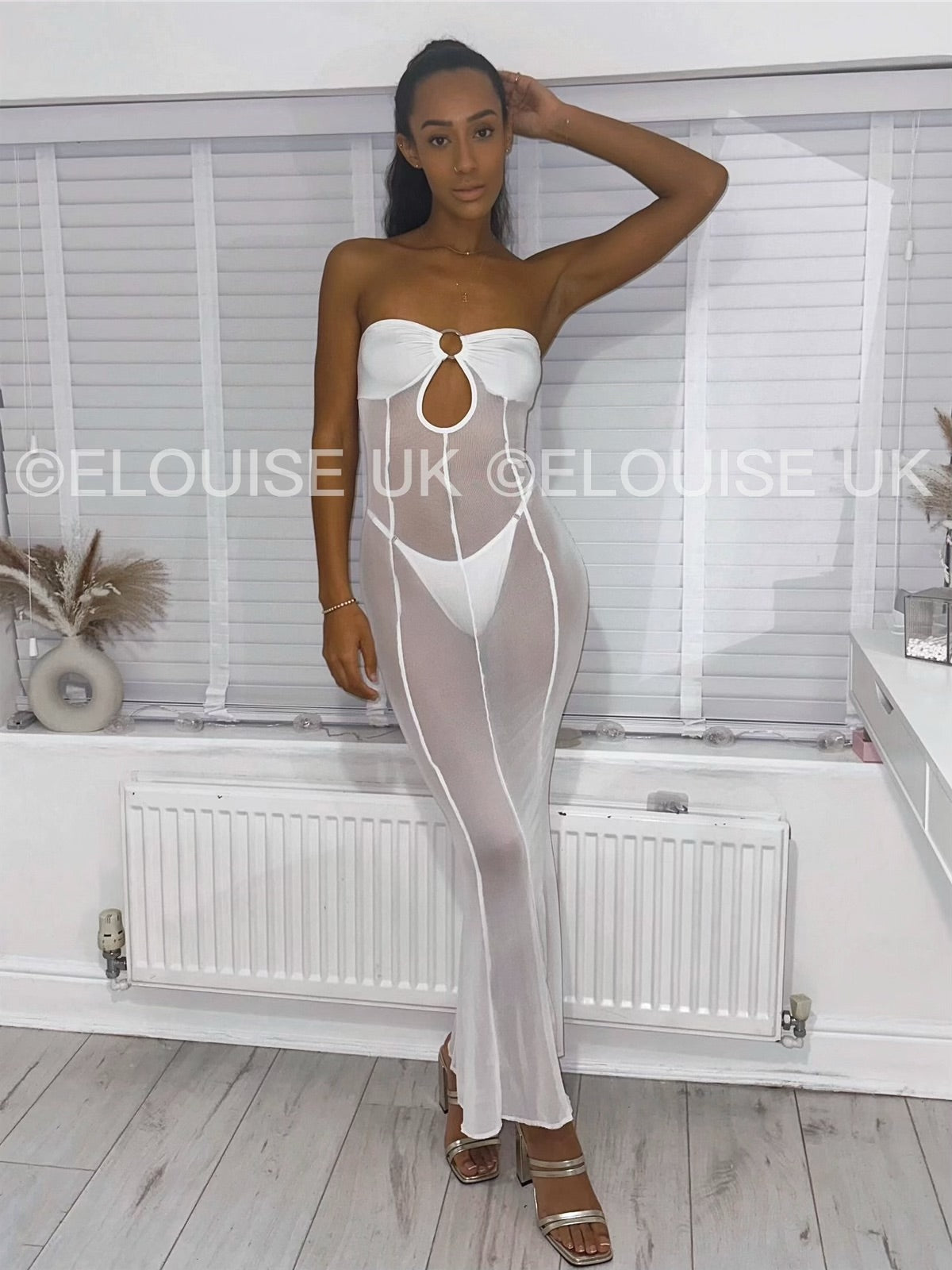 “EBONY” MESH MAXI DRESS - WHITE