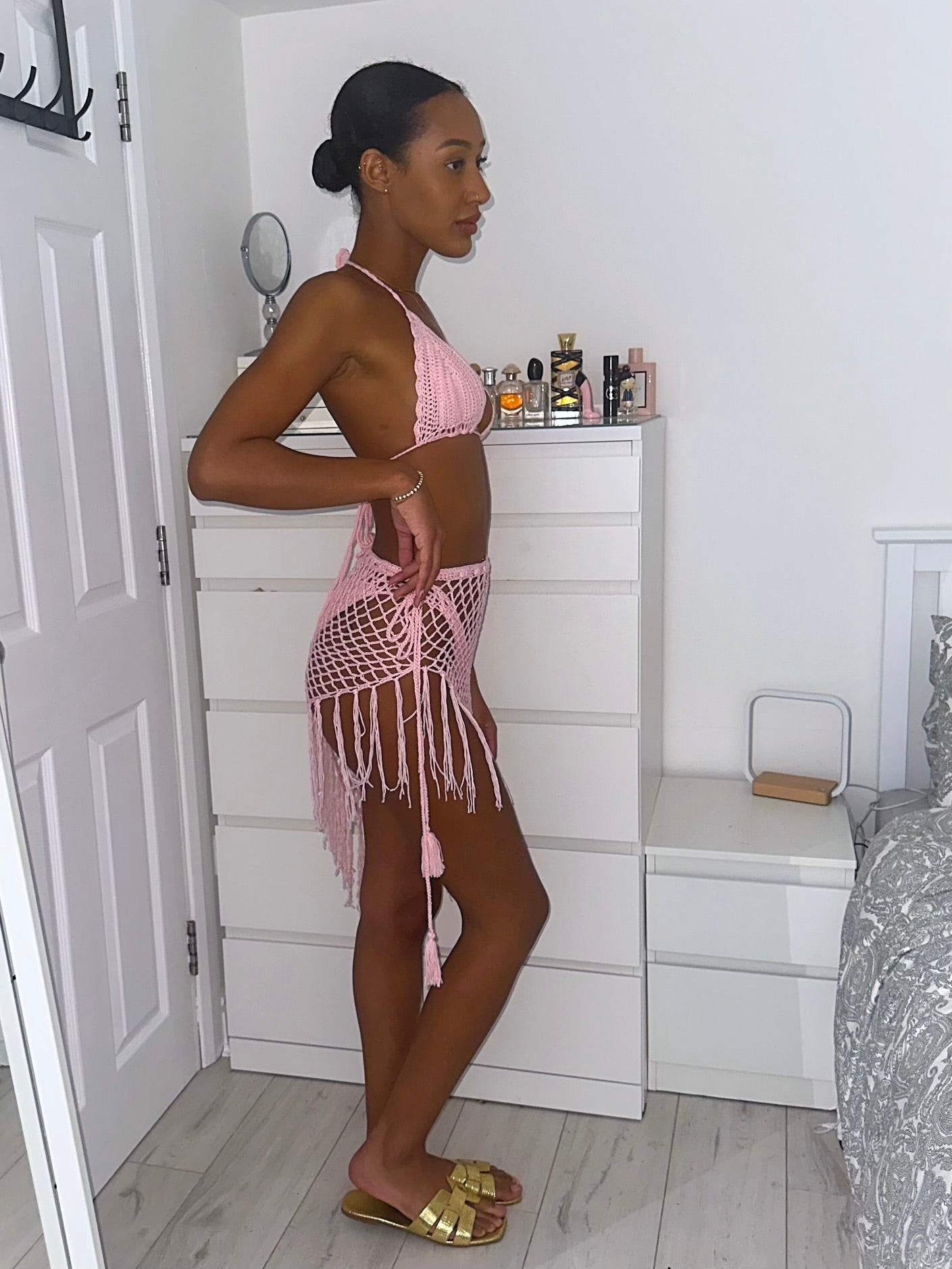 CROCHET THREE PIECE - BABY PINK