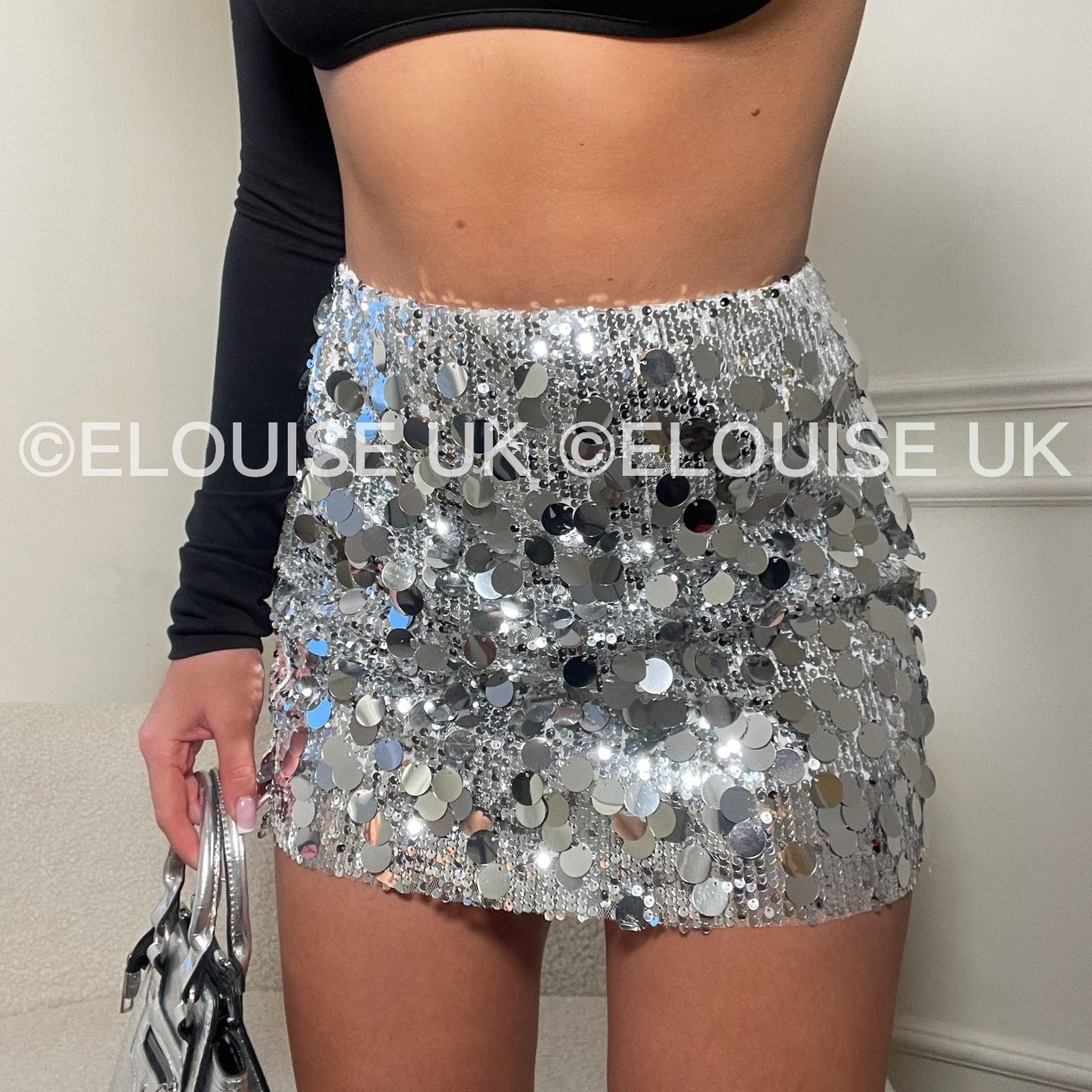 DISCO SEQUIN SKIRT - SILVER