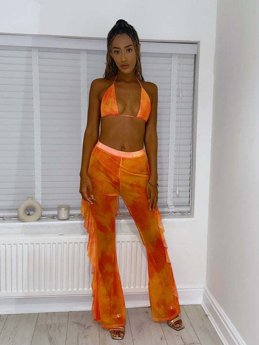 ORANGE MESH BEACH TWO PIECE