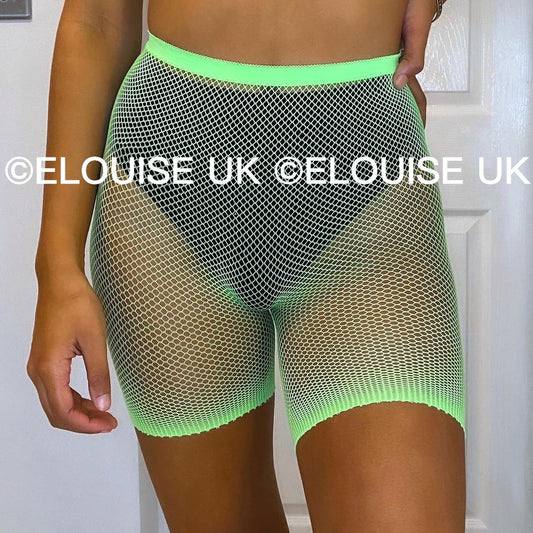 NEON GREEN FISHNET SHORTS