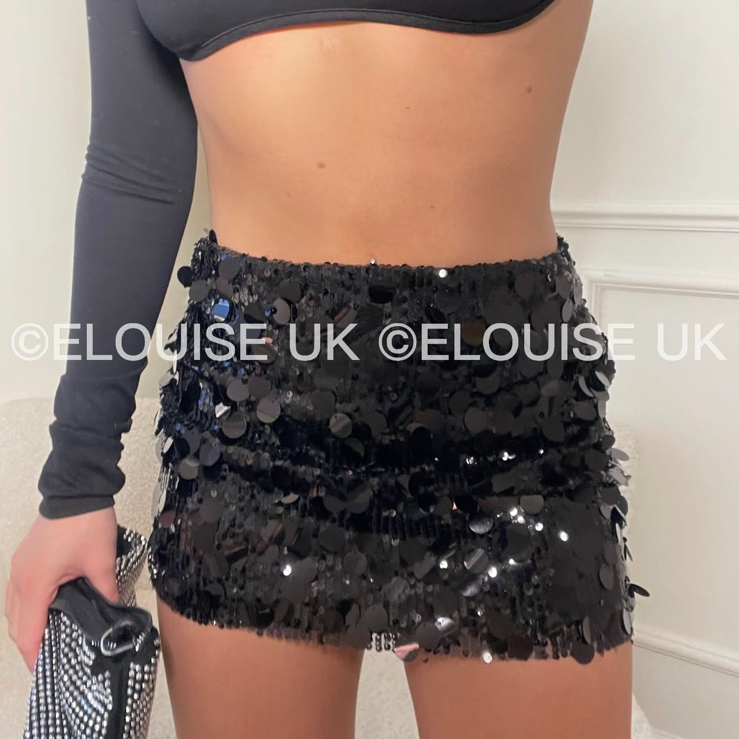 DISCO SEQUIN SKIRT - BLACK