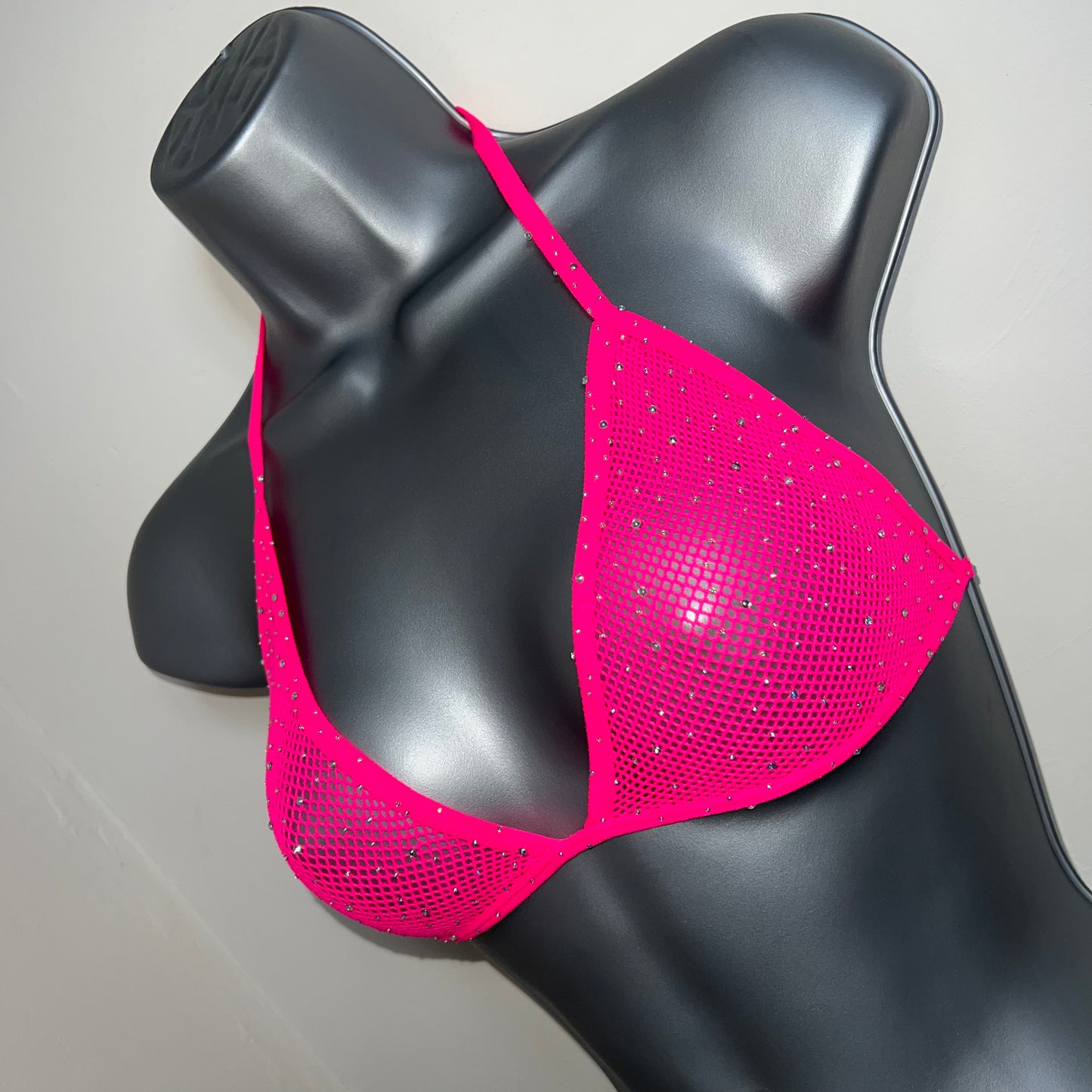 HOT PINK FISHNET TIE UP BRALET