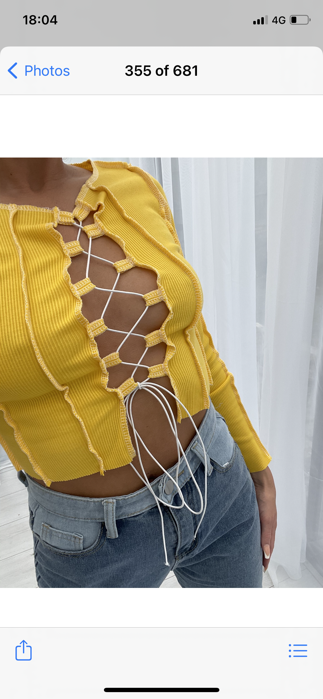 YELLOW LACE UP CROP TOP