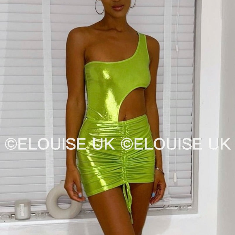 “CHLOE” METALLIC TWO PIECE - GREEN