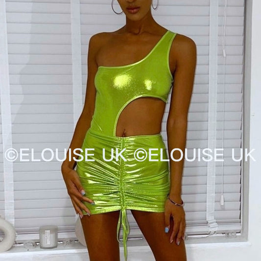 “CHLOE” METALLIC TWO PIECE - GREEN