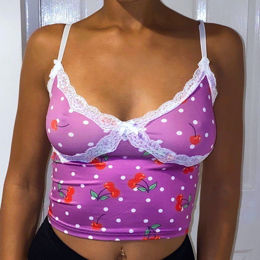 CHERRY CAMI CROP TOP