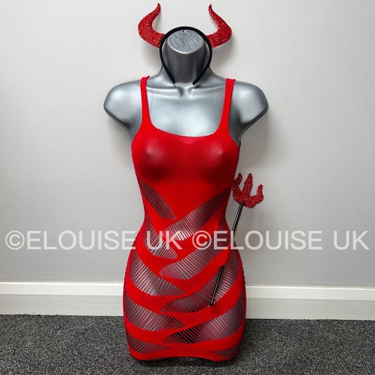 DEVIL OUTFIT RED DEVIL DRESS HALLOWEEN COSTUME